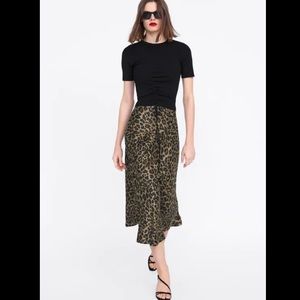 Zara silk leopard print skirt